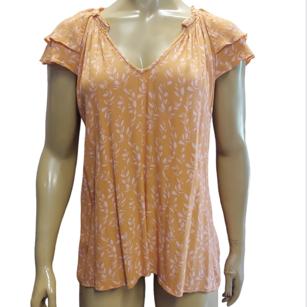A New Day Floral Layered Sleeve V Neck Blouse